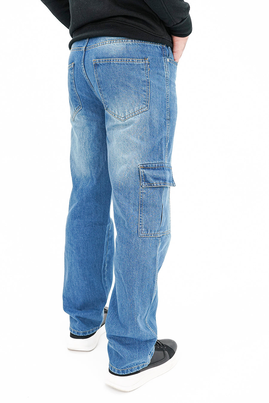 Relaxed Fit Cargo Denim