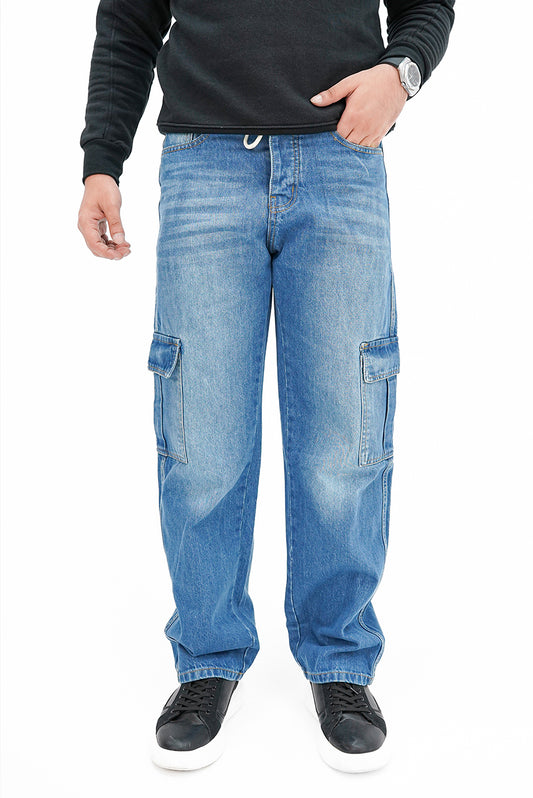 Relaxed Fit Cargo Denim