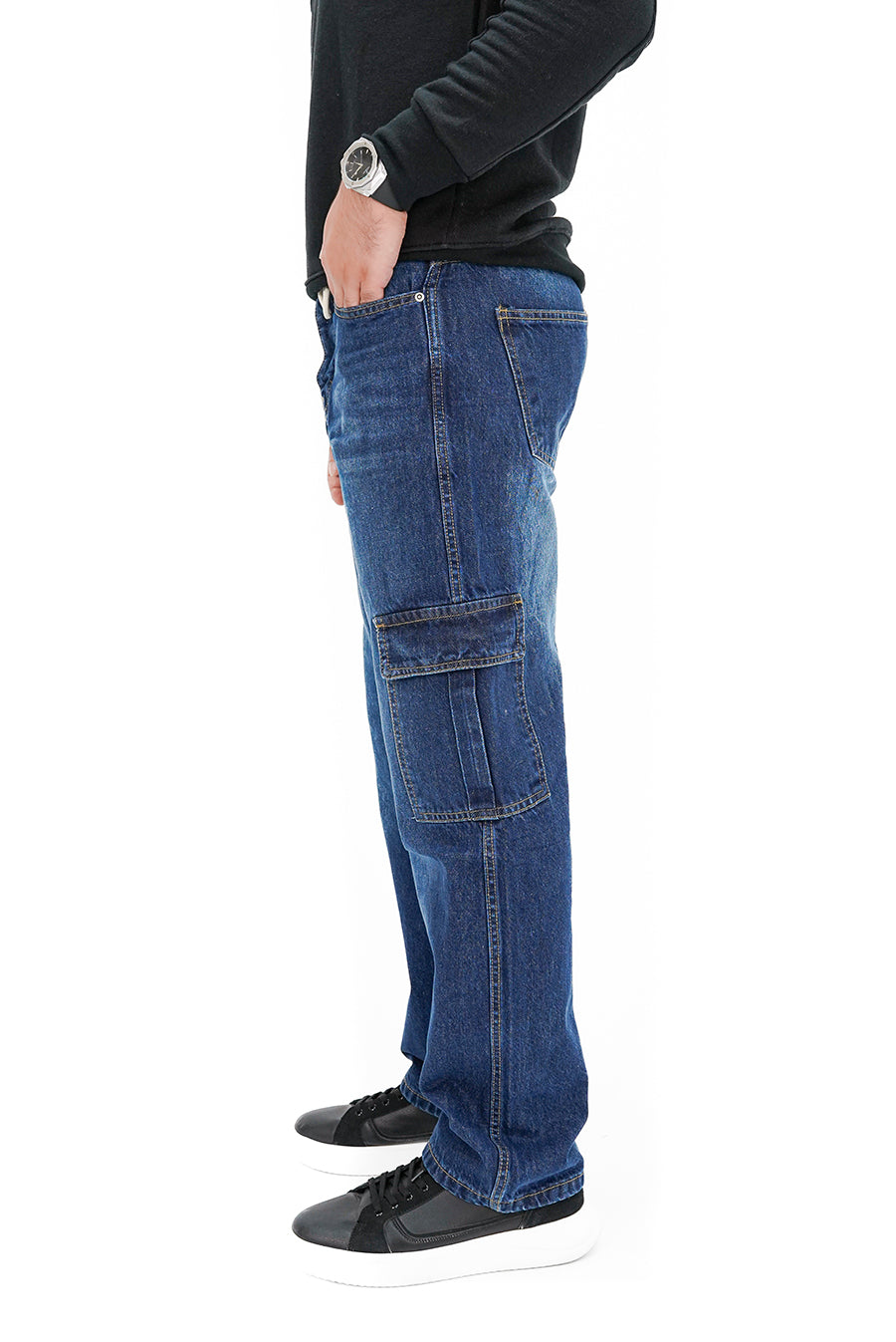 Washed Blue Cargo Denim