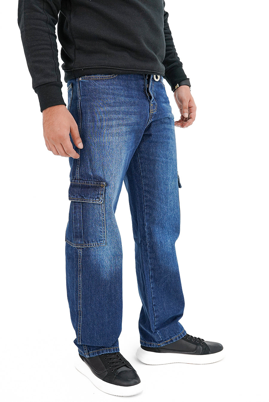 Washed Blue Cargo Denim