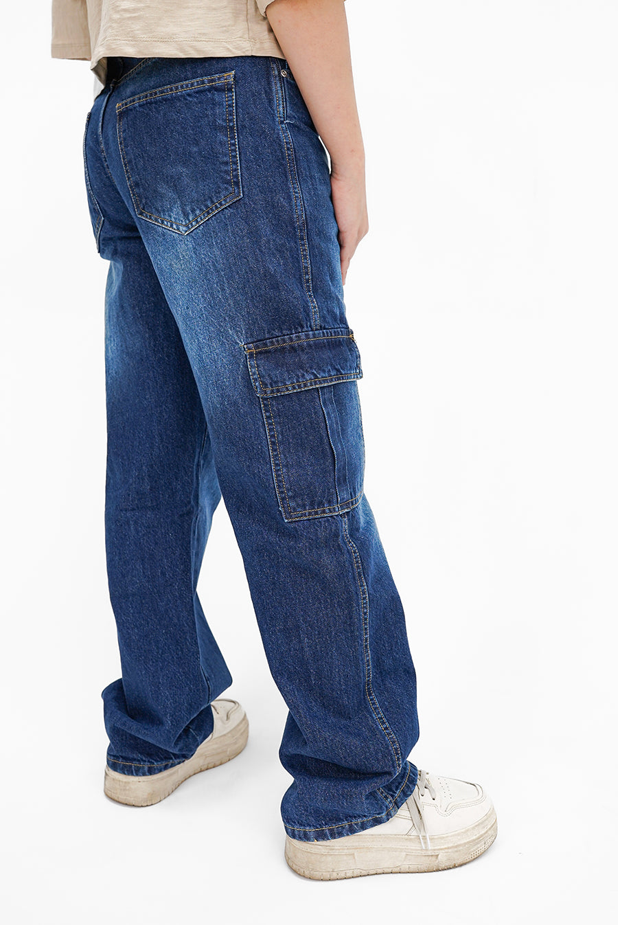 Washed Blue Cargo Denim