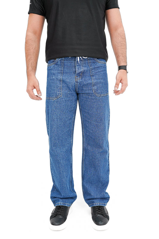 Loose Fit Patch Pocket Denim