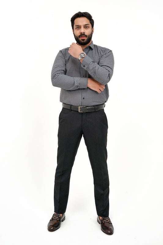 Black Check Formal Cotton Shirt