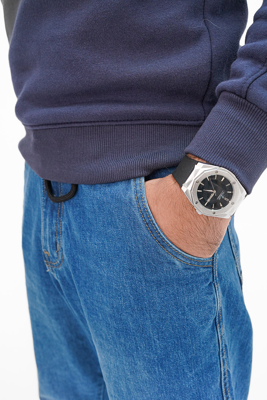 Mid Blue Loose Cargo Denim